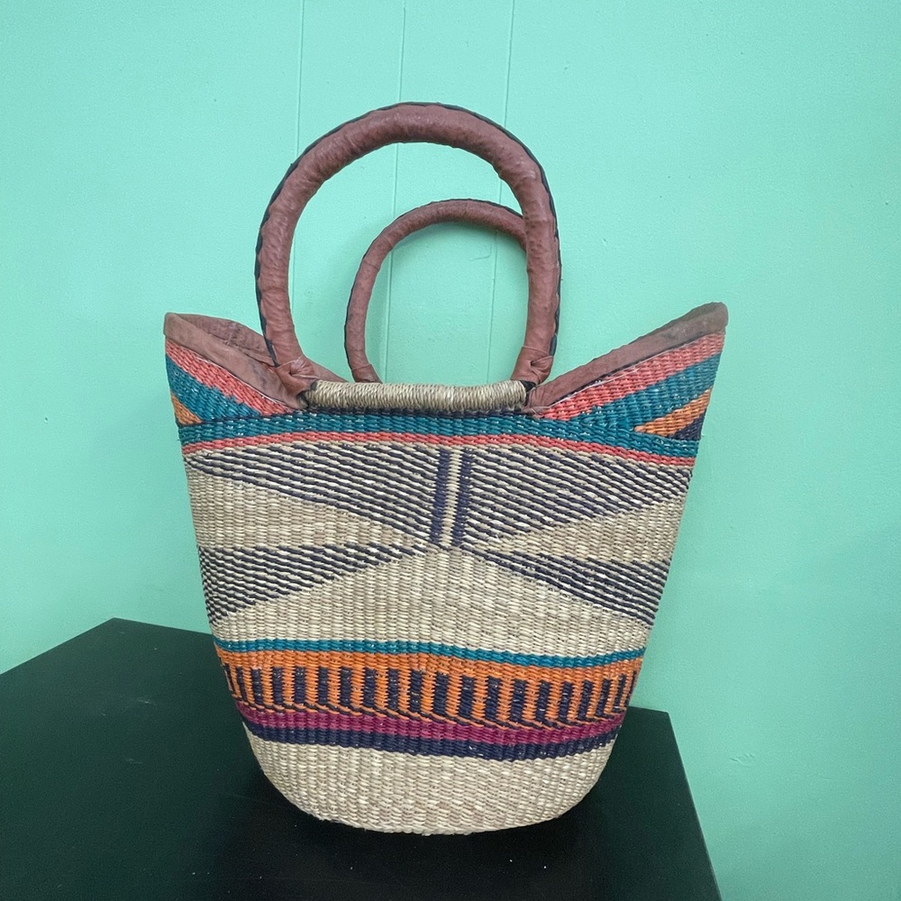 Multicolor Woven Tote Bag